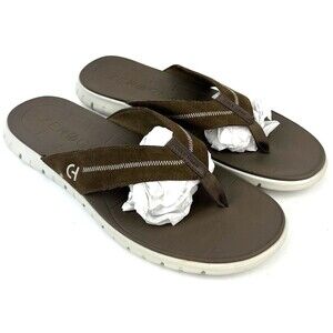 Cole Haan Zerogrand Thong Sandals Flip Flops Mens Size 13M Brown Leather Comfort